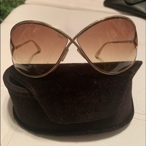 Authentic Tom Ford Miranda. Gold frame with cream ear piece. No scratches. Case.